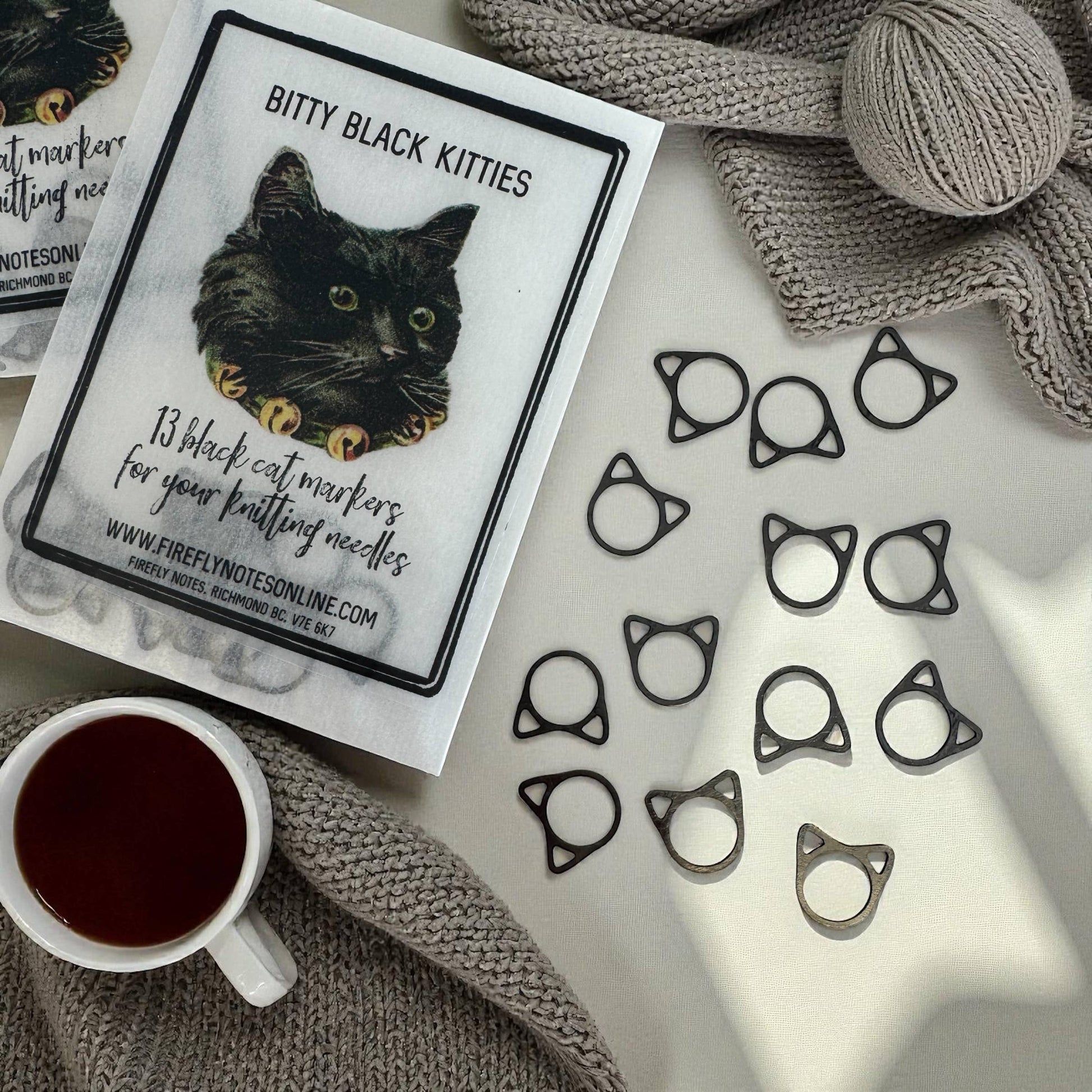 Bitty Black Kitties Stitch Marker Pack