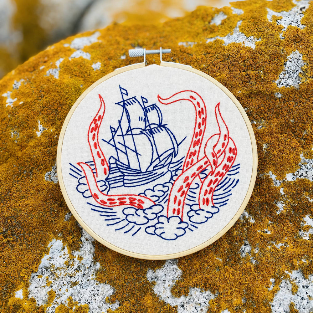 Kraken and Ship Complete Embroidery Kit