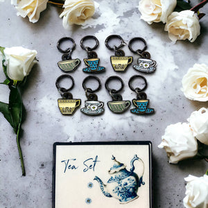 Tea set knitting stitch markers