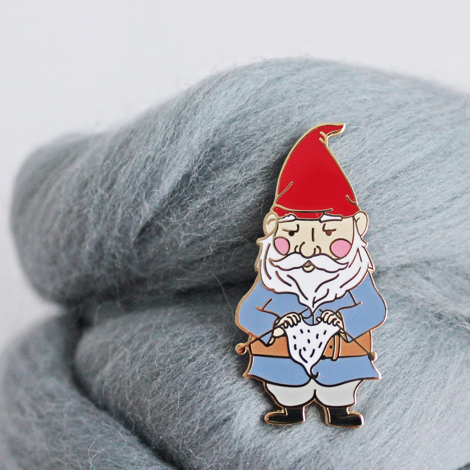 Knitting Gnome Enamel Pin