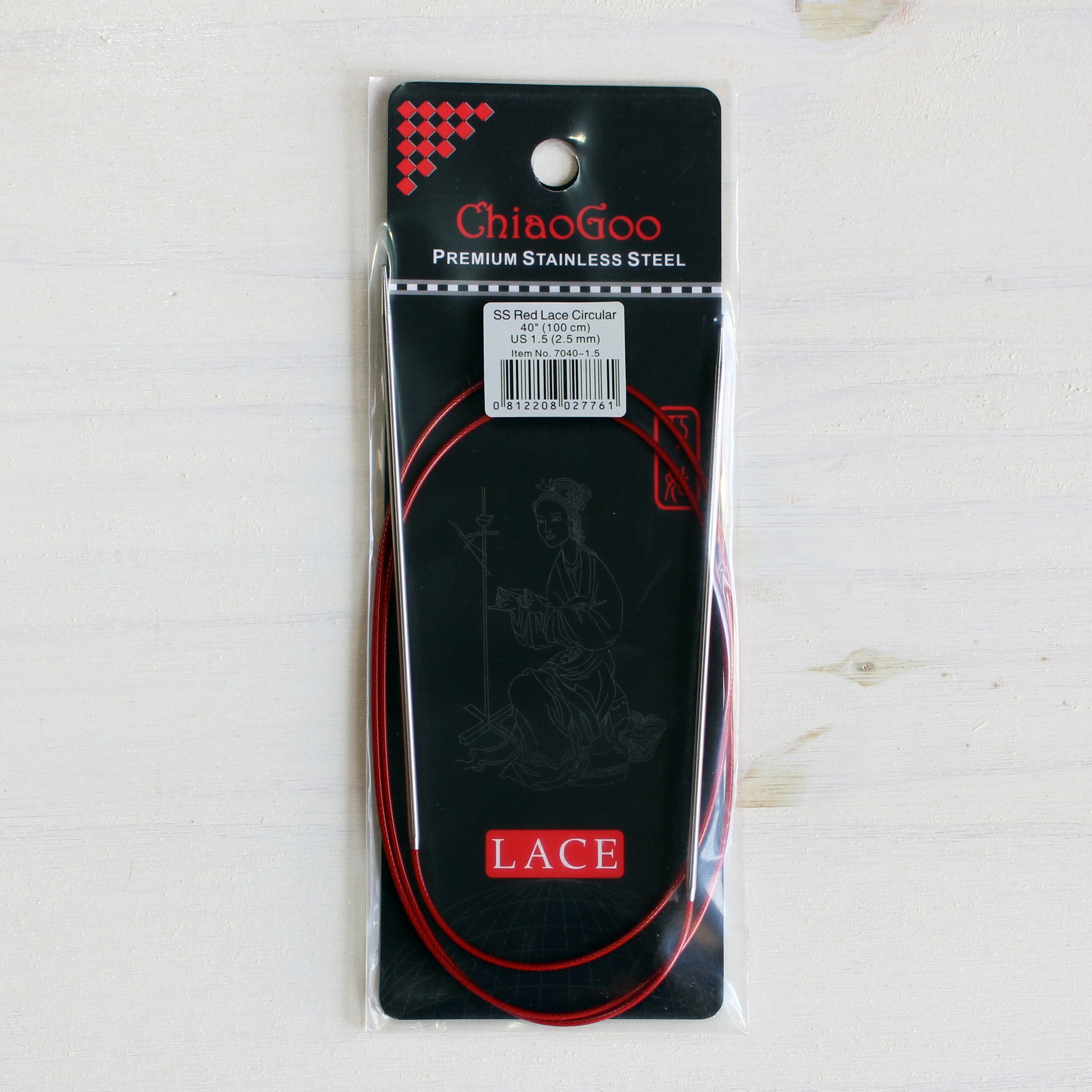 Red Lace 40"/100cm Stainless Steel Circular Needle