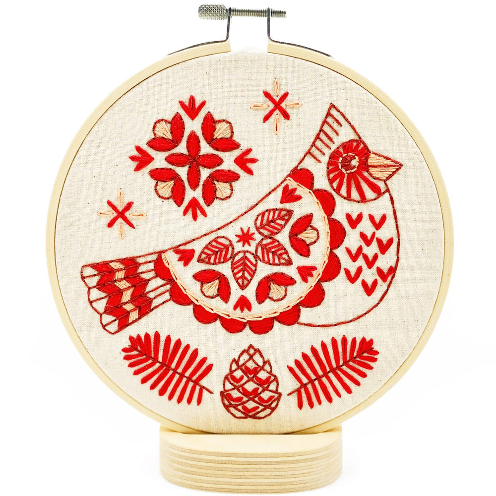 Folk Cardinal Complete Embroidery Kit